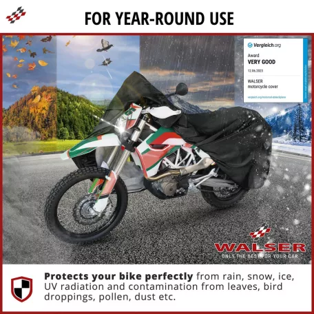 Motortakaró ponyva PREMIUM - ENDURO - XL méret - 255x110x135 cm fekete - WALSER