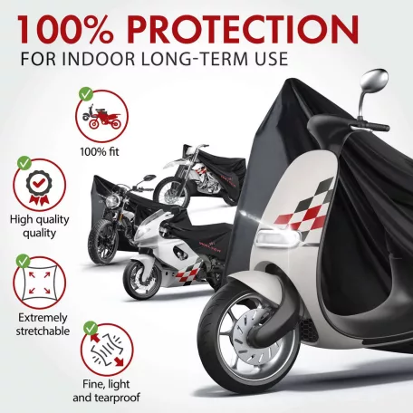 Motortakaró ponyva - BELTÉRI - VESPA - S méret - 185x90x100 cm fekete - WALSER