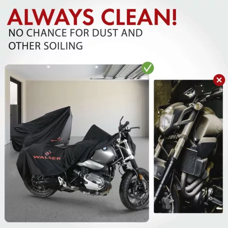 Motortakaró ponyva - BELTÉRI - SPORT - M méret - 215x95x120 cm fekete - WALSER