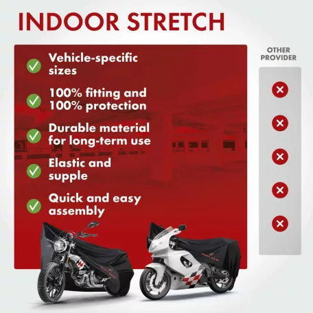 Motortakaró ponyva - BELTÉRI - ENDURO - XL méret - 255x110x135 cm fekete - WALSER