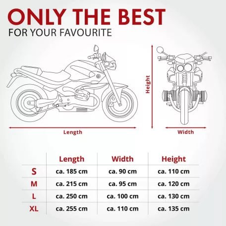 Motortakaró ponyva - BELTÉRI - ENDURO - XL méret - 255x110x135 cm fekete - WALSER