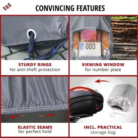 Motortakaró ponyva PREMIUM - SCOOTER - S méret - 185x90x100 cm szürke - WALSER