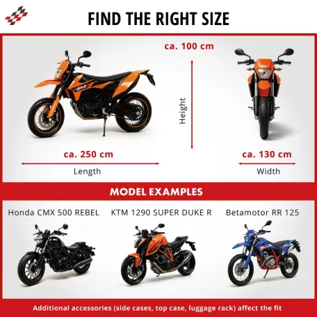 Motortakaró ponyva PREMIUM - CHOPPER - L méret - 250x100x130 cm szürke - WALSER