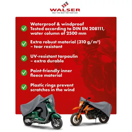 Motortakaró ponyva PREMIUM - CHOPPER - L méret - 250x100x130 cm szürke - WALSER
