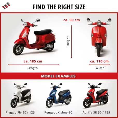 Motortakaró ponyva BASIC - SCOOTER - S méret - 185x90x100 cm ezüst - WALSER