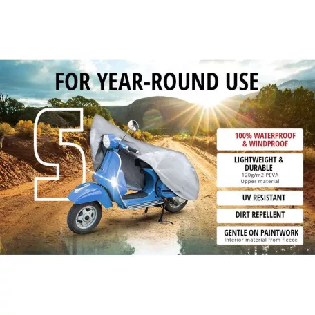 Motortakaró ponyva BASIC - SCOOTER - S méret - 185x90x100 cm ezüst - WALSER