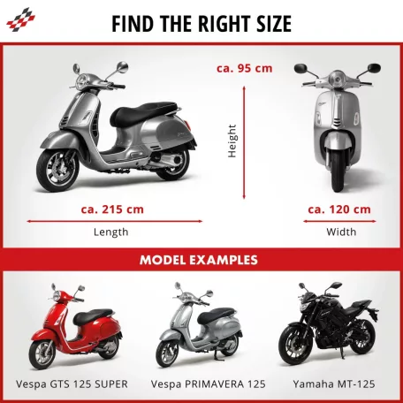 Motortakaró ponyva BASIC - SPORT - M méret - 215x95x120 cm ezüst - WALSER