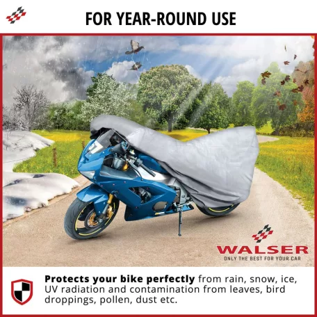 Motortakaró ponyva BASIC - SPORT - M méret - 215x95x120 cm ezüst - WALSER