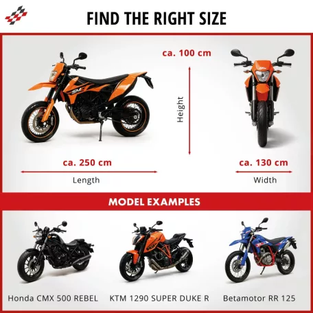 Motortakaró ponyva BASIC - CHOPPER - L méret - 250x100x130 cm ezüst - WALSER