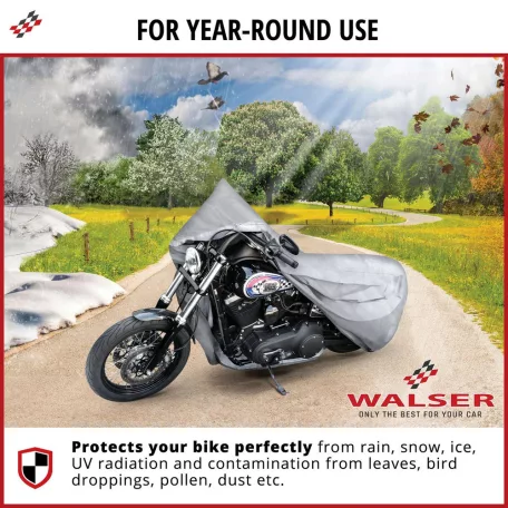 Motortakaró ponyva BASIC - CHOPPER - L méret - 250x100x130 cm ezüst - WALSER