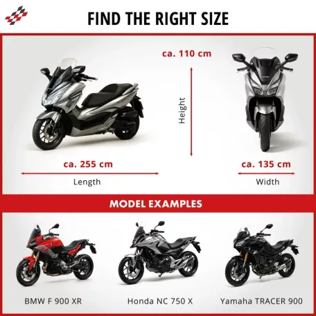 Motortakaró ponyva BASIC - ENDURO - XL méret - 255x110x135 cm ezüst - WALSER