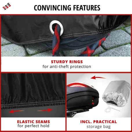 Motortakaró ponyva BASIC - SPORT - M méret - 215x95x120 cm fekete - WALSER