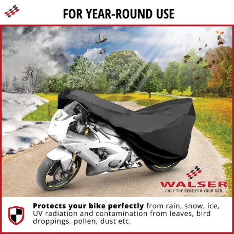 Motortakaró ponyva BASIC - SPORT - M méret - 215x95x120 cm fekete - WALSER