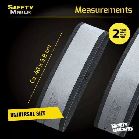 Fényvisszaverő tépőzáras szalag - 40x3,8 cm - ezüst, fekete - 2 db - WALSER