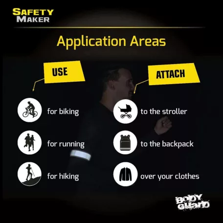 Fényvisszaverő tépőzáras szalag - 40x3,8 cm - ezüst, fekete - 2 db - WALSER