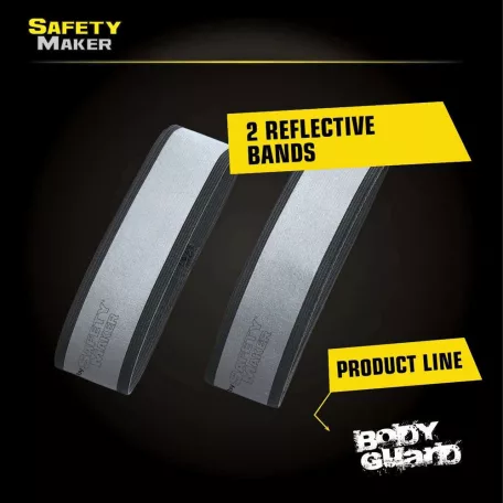 Fényvisszaverő tépőzáras szalag - 40x3,8 cm - ezüst, fekete - 2 db - WALSER