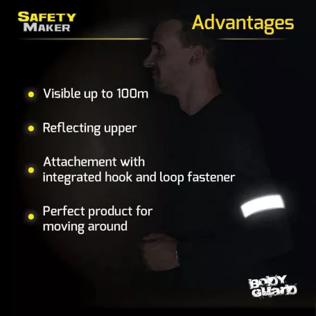 Fényvisszaverő tépőzáras szalag - 40x3,8 cm - ezüst, fekete - 2 db - WALSER