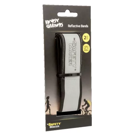 Fényvisszaverő tépőzáras szalag - 40x3,8 cm - ezüst, fekete - 2 db - WALSER