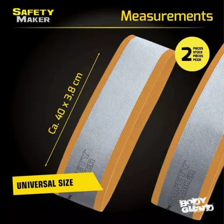 Fényvisszaverő tépőzáras szalag - 40x3,8 cm - ezüst, narancssárga - 2 db - WALSER