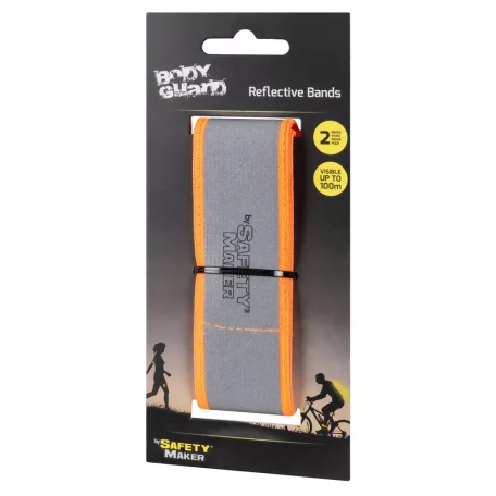 Fényvisszaverő tépőzáras szalag - 40x3,8 cm - ezüst, narancssárga - 2 db - WALSER