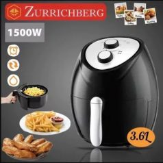   Zurrichberg Deluxe Olaj nélküli meleglevegős fritőz, 3,6 liter prémium forrólevegős fritőz olaj nélküli sütő 1500w -s Airfryer zbp7616