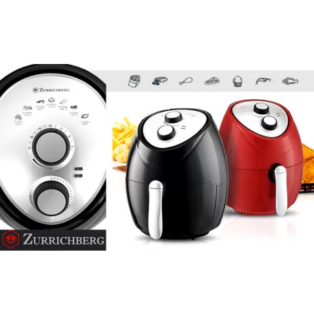 Zurrichberg Deluxe Olaj nélküli meleglevegős fritőz, 3,6 liter prémium forrólevegős fritőz olaj nélküli sütő 1500w -s Airfryer zbp7616